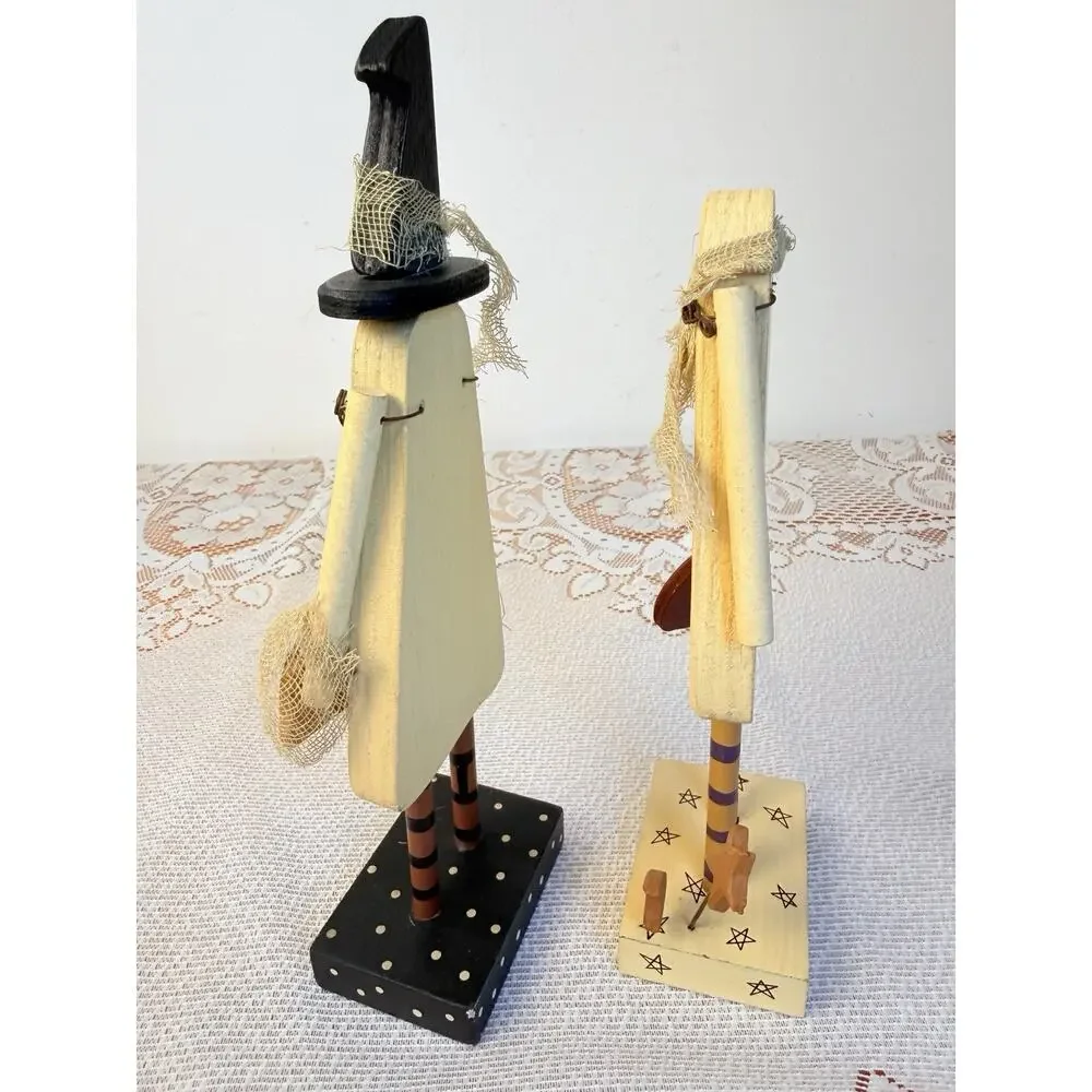 Collins Halloween Ghost Figurine Set of 2 Painted w/ “Candy Please” Sign